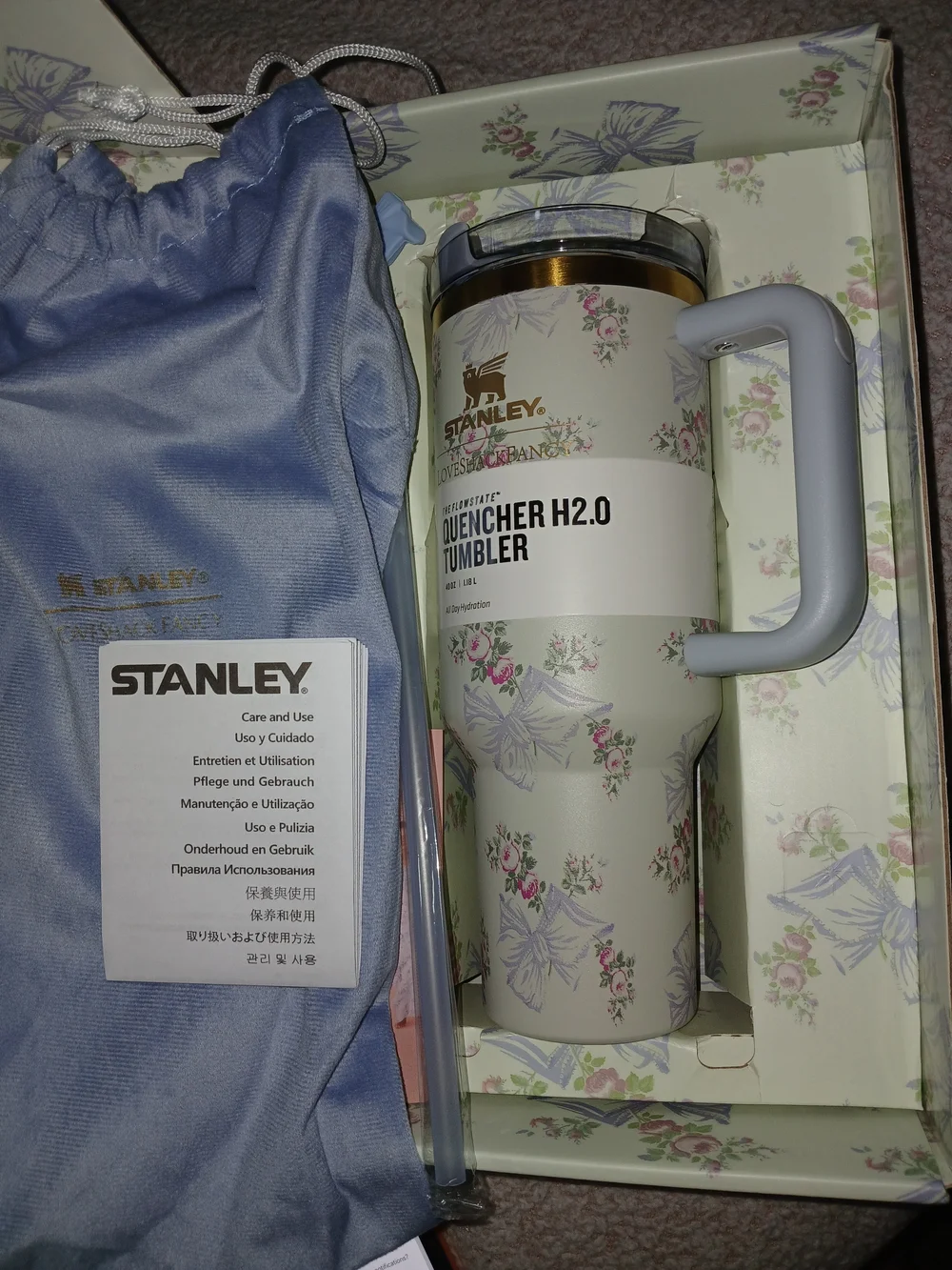 Brand new In box. Stanley x love shack fancy tumblr 40 ounce (Rare)